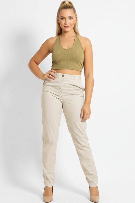 High Rise Tapered Leg Faded Slacks