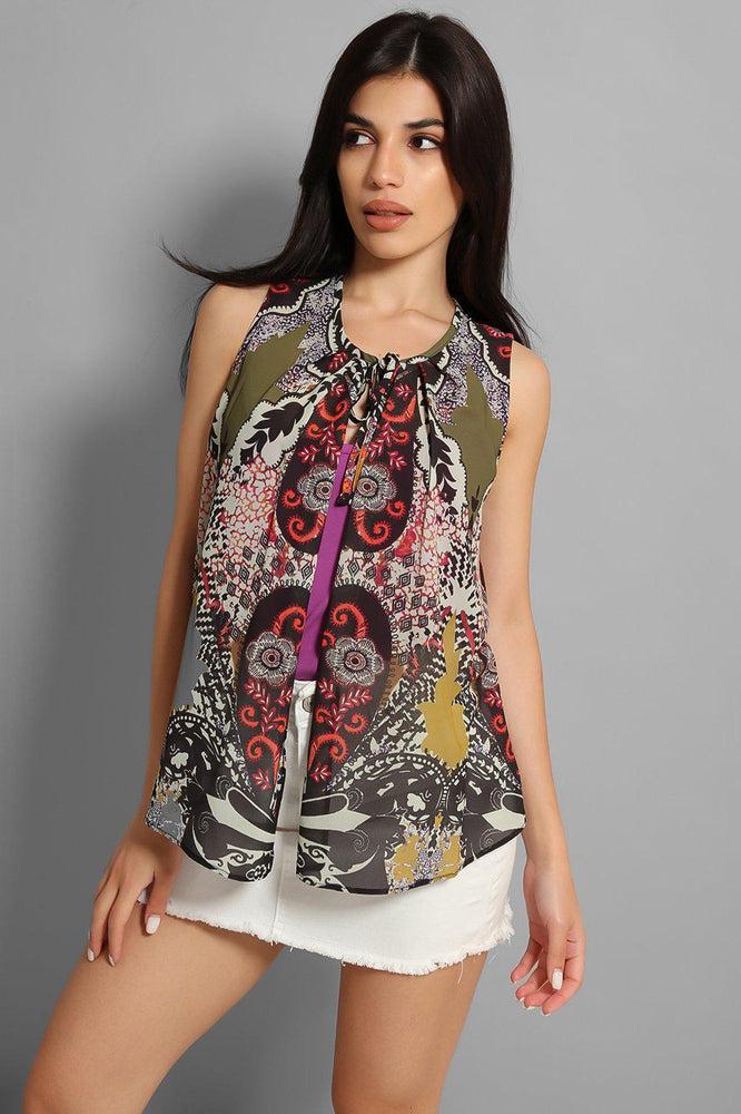 Multicolour Paisley Print 2-in-1 Overlay Top-SinglePrice