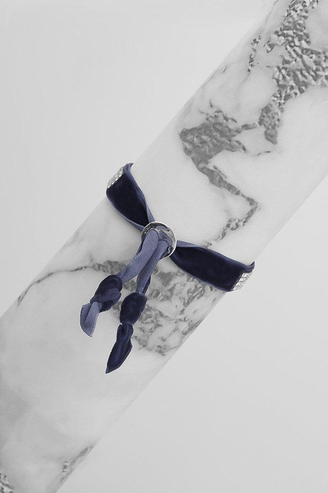 Slate Grey Crystal Stripe Velvet Bracelet-SinglePrice