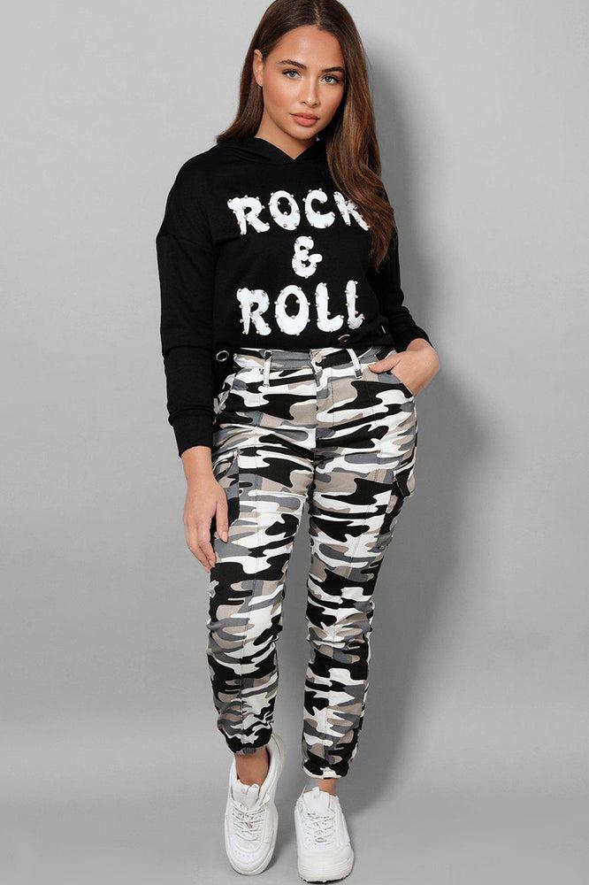 Elastic Hem Side Utility Pockets Cargo Trousers-SinglePrice