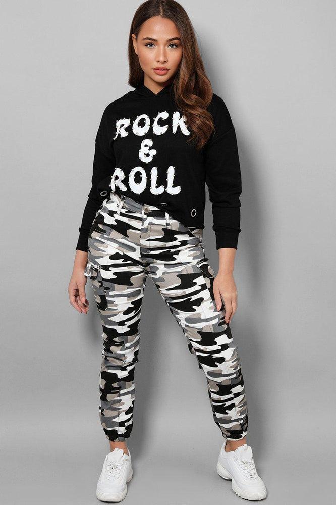 Elastic Hem Side Utility Pockets Cargo Trousers-SinglePrice