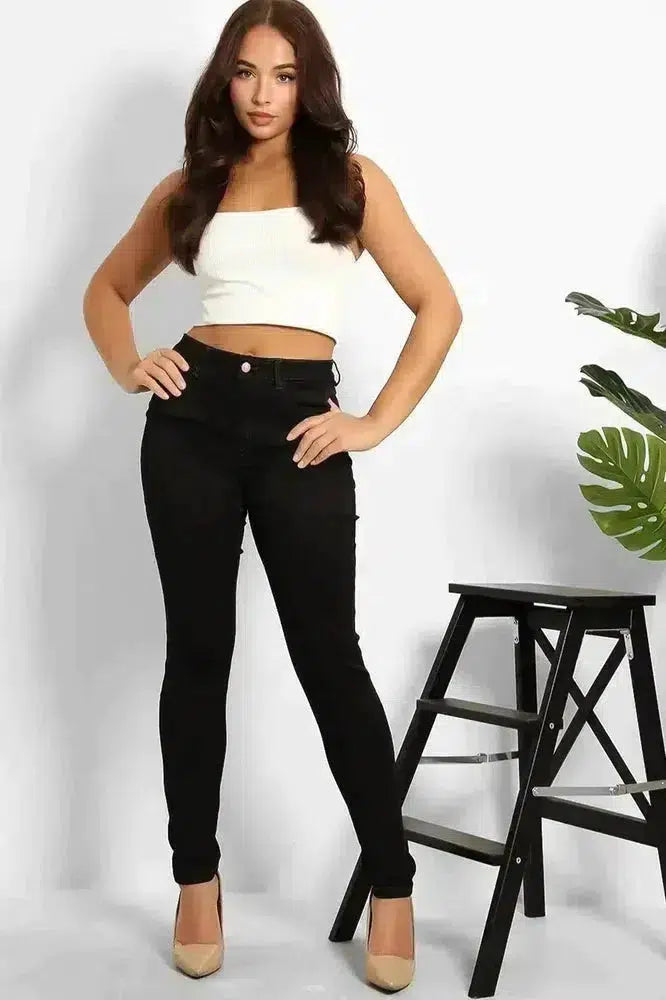 Black Coated Skinny Jeans-SinglePrice