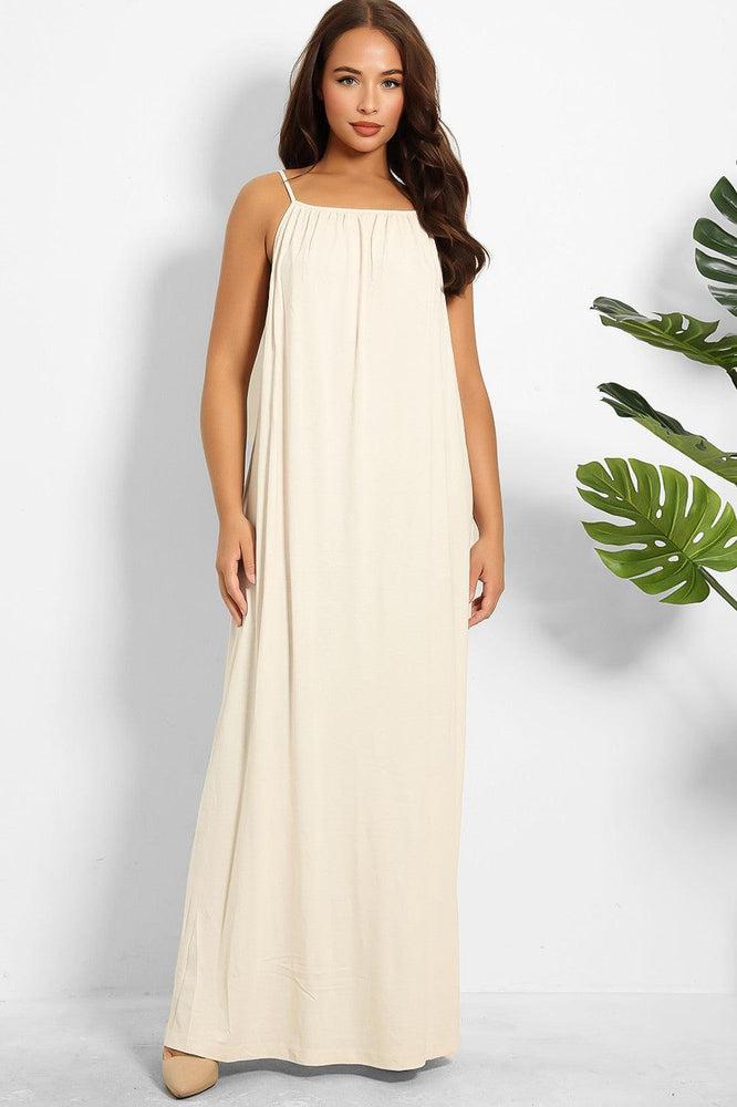 Strappy Low Back Cotton Maxi Sun Dress-SinglePrice