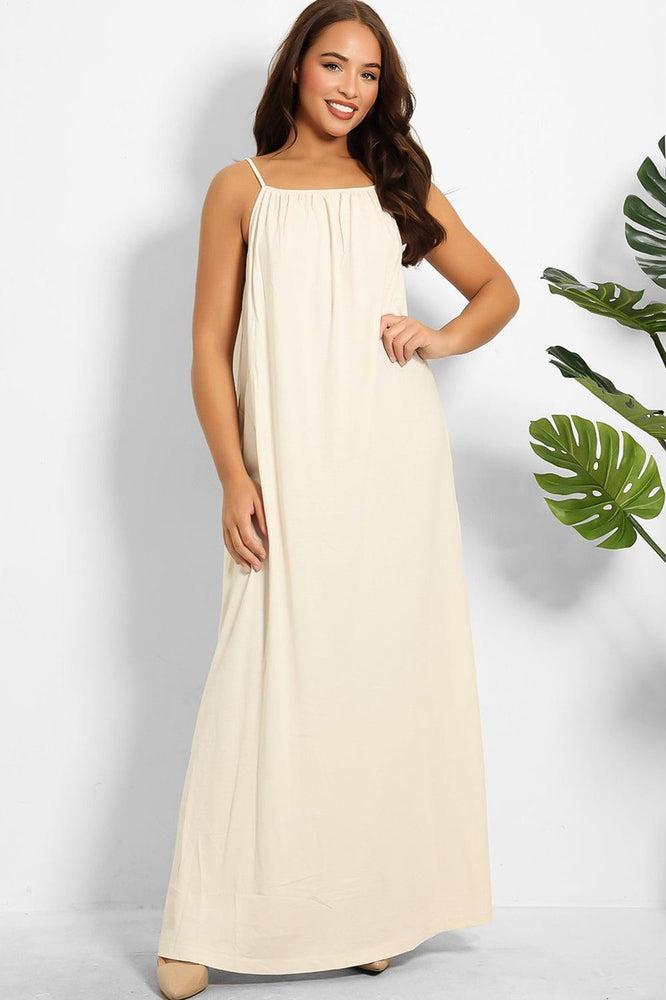 Strappy Low Back Cotton Maxi Sun Dress-SinglePrice