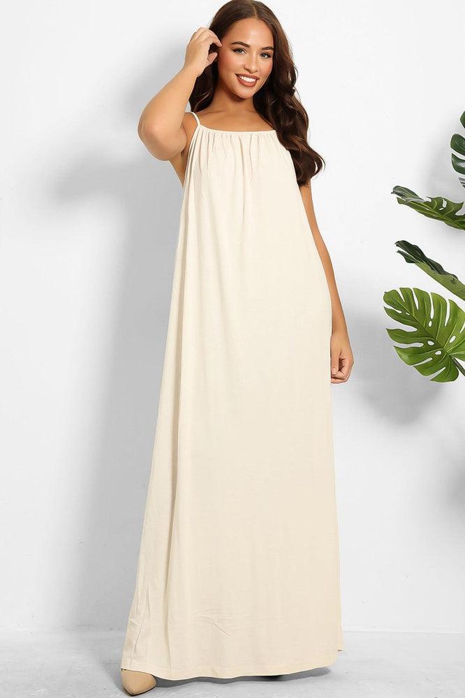 Strappy Low Back Cotton Maxi Sun Dress-SinglePrice