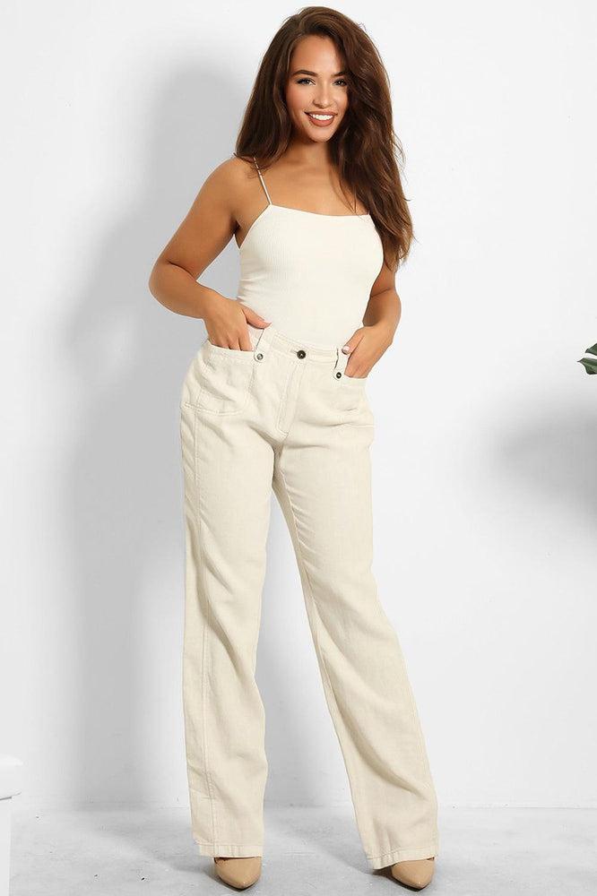 100% Linen High Waist Smart Trousers-SinglePrice