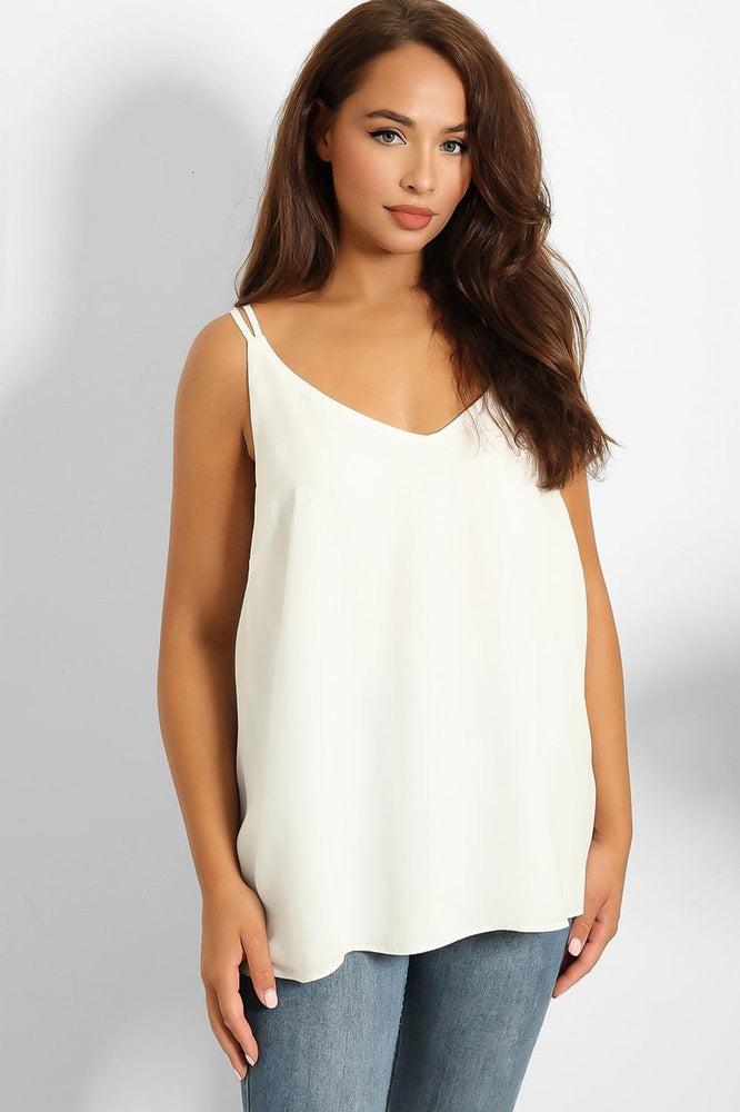 White Crossover Back Straps Cami Top-SinglePrice