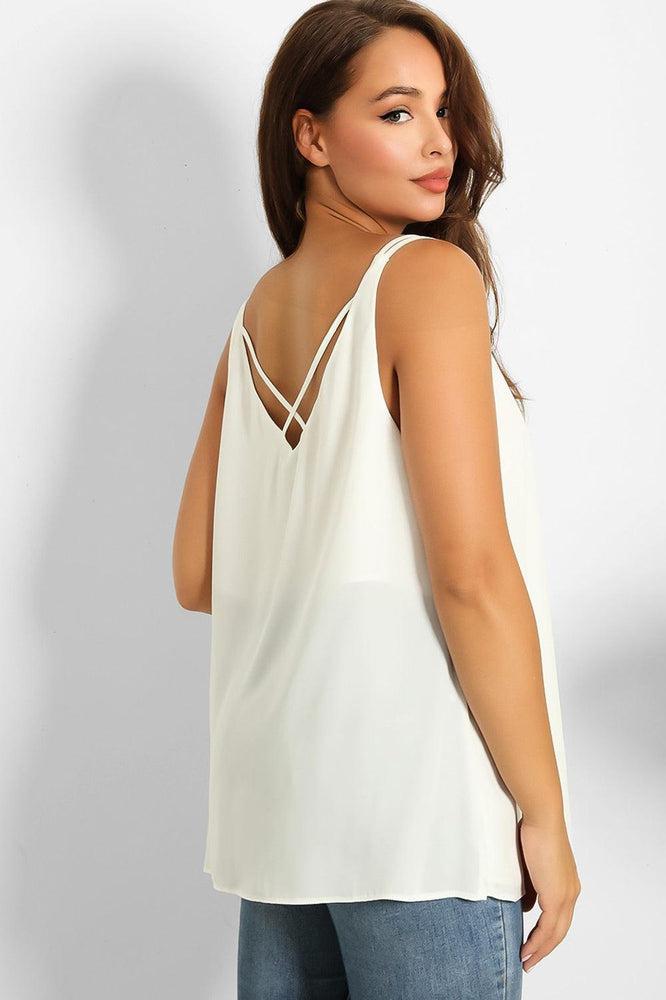 White Crossover Back Straps Cami Top-SinglePrice