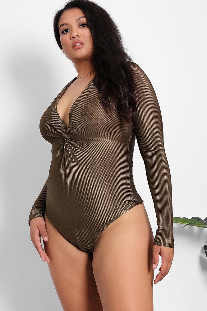 Twist Front Plisse Bodysuit-SinglePrice