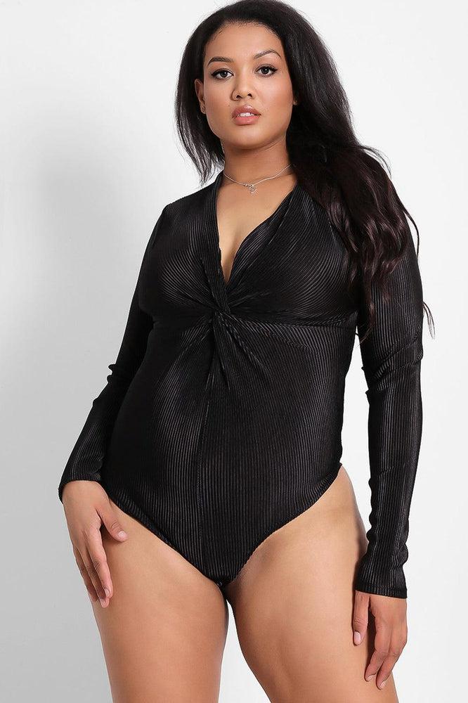 Twist Front Plisse Bodysuit-SinglePrice