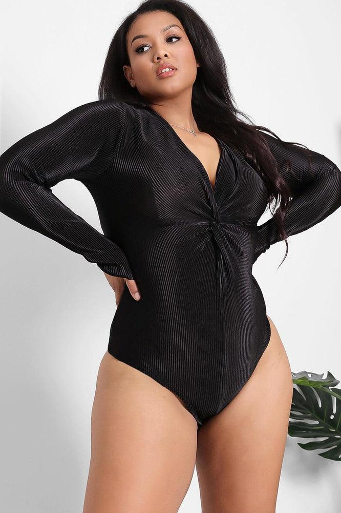 Twist Front Plisse Bodysuit-SinglePrice