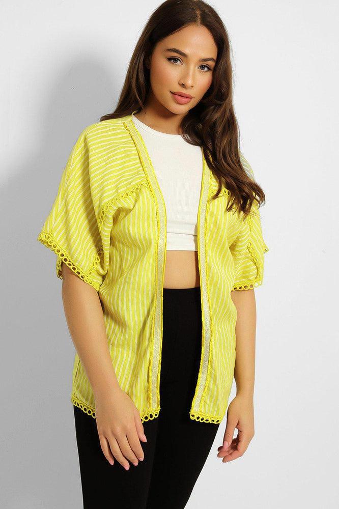 Stripy Crochet Hem Blouse-SinglePrice