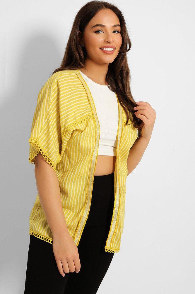 Stripy Crochet Hem Blouse-SinglePrice