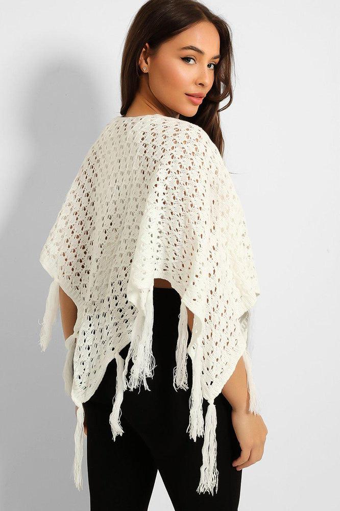 Crochet Knit Tasseled Poncho-SinglePrice