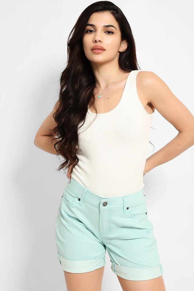 Aqua Mid-Rise Rolled Hem Denim Hotpants-SinglePrice