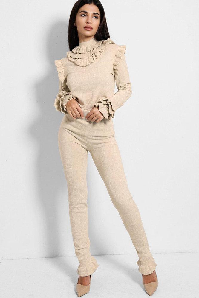 Black Lurex All Over Frill Set-SinglePrice