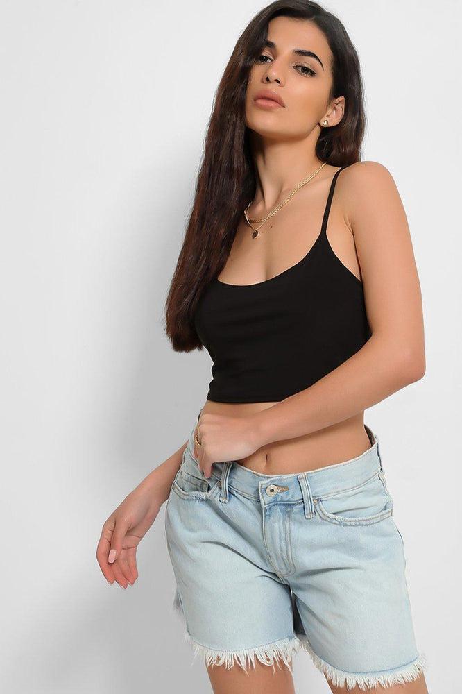 Sky Blue Raw Hem Denim Hotpants-SinglePrice