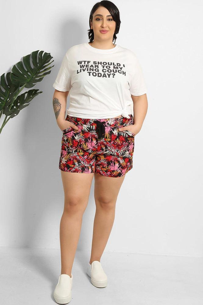 Drawstring Waist Printed Summer Shorts-SinglePrice