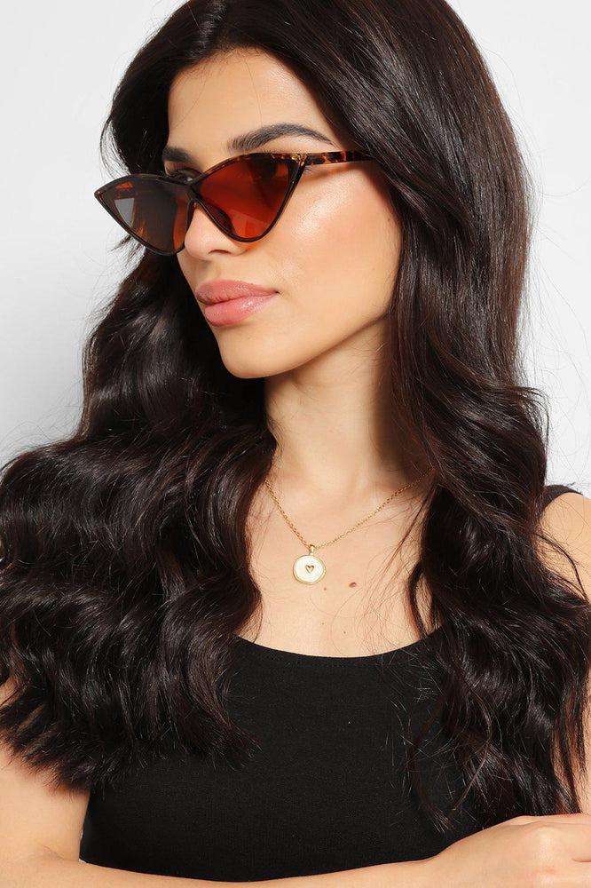 Leopard Print Futuristic Shield Cat Eye Sunglasses-SinglePrice