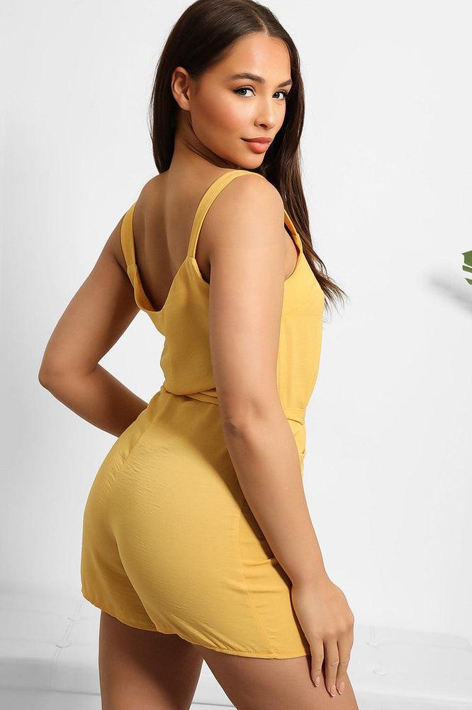 Yellow Button Down Front Playsuit-SinglePrice