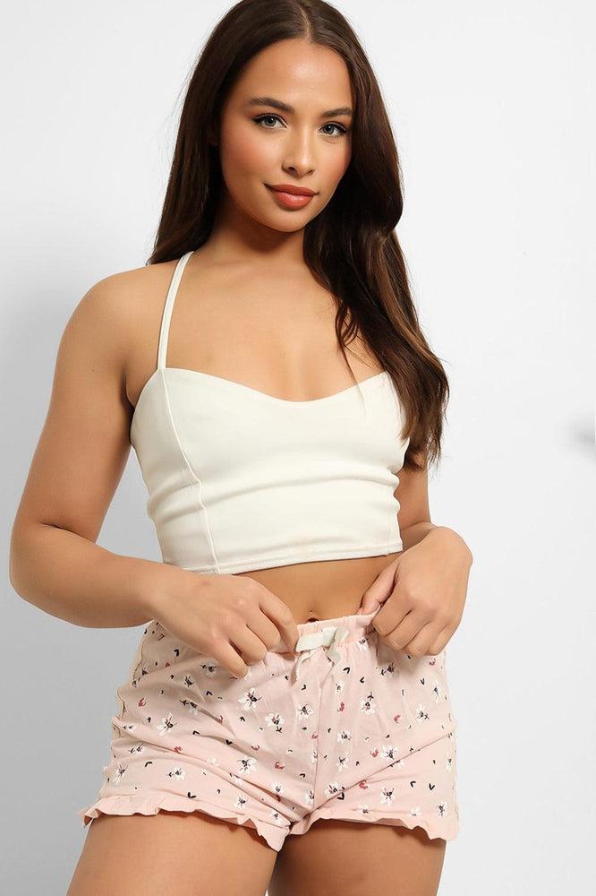 Frill Hem Colourful Print Cotton Shorts-SinglePrice