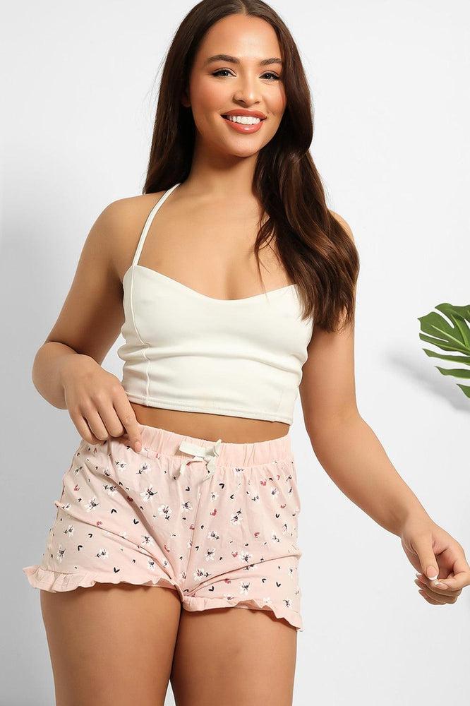 Frill Hem Colourful Print Cotton Shorts-SinglePrice