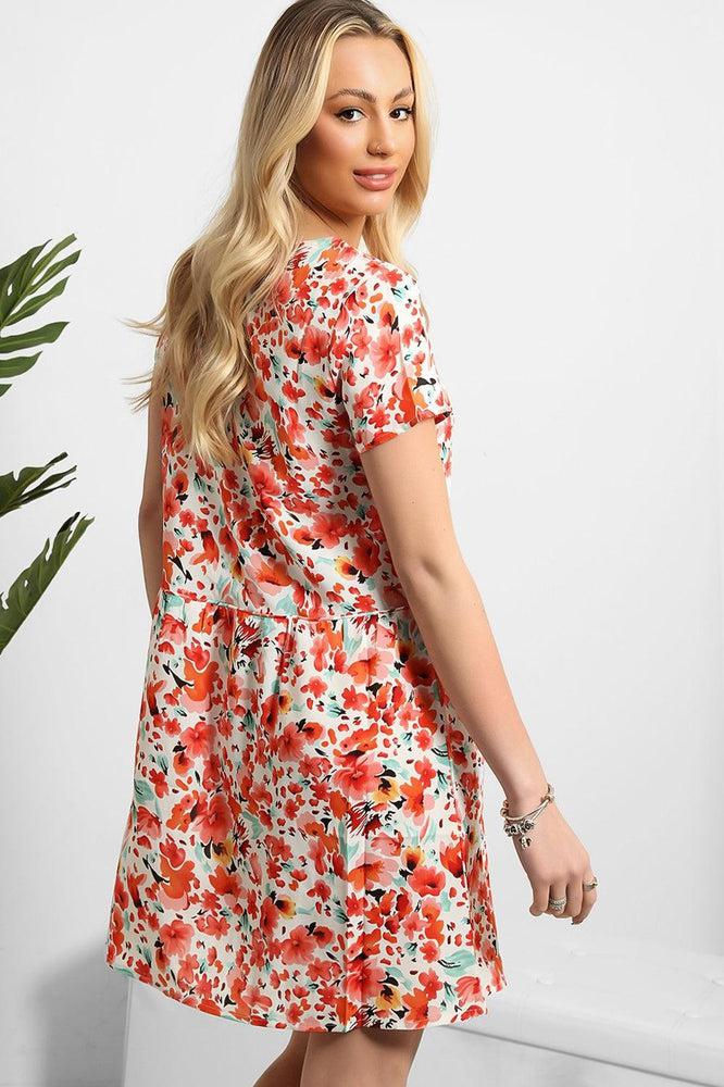 Buttoned Front Floral Print Dress-SinglePrice
