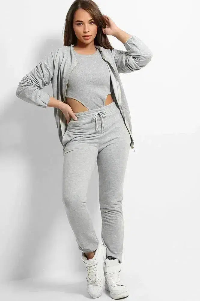 Grey High Leg Bodysuit 3 Piece Set-SinglePrice