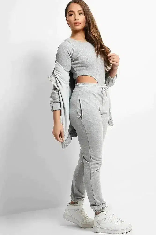 Grey High Leg Bodysuit 3 Piece Set-SinglePrice