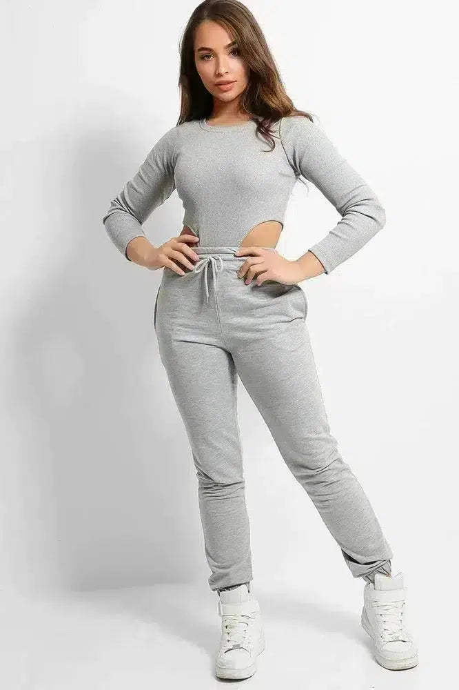Grey High Leg Bodysuit 3 Piece Set-SinglePrice