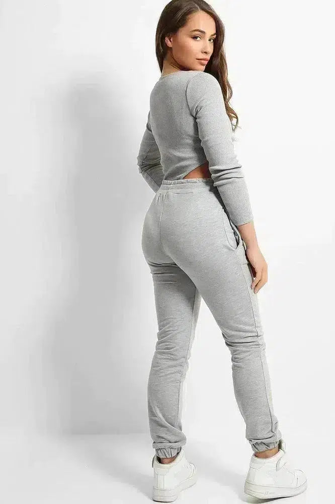Grey High Leg Bodysuit 3 Piece Set-SinglePrice