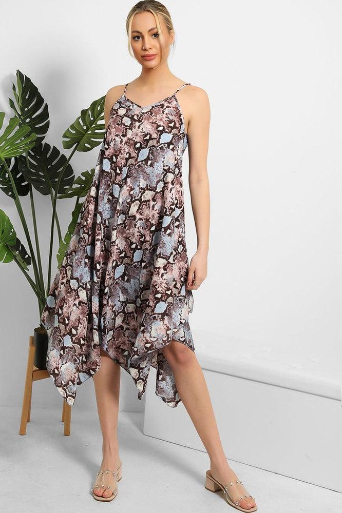 Snake Print Cami Handkerchief Dress-SinglePrice