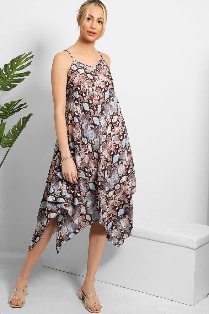Snake Print Cami Handkerchief Dress-SinglePrice