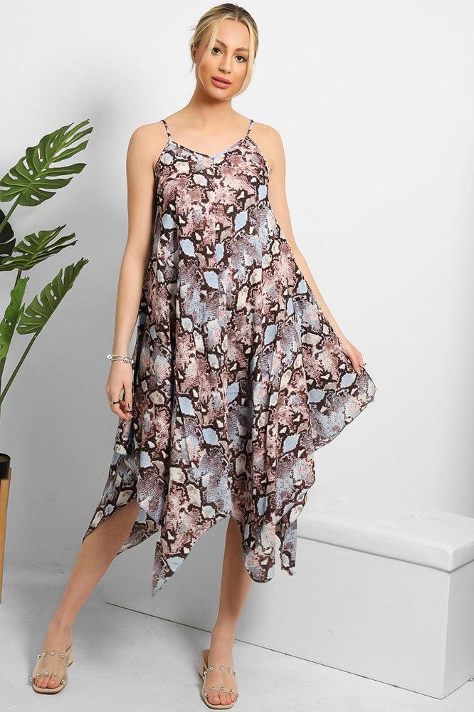 Snake Print Cami Handkerchief Dress-SinglePrice