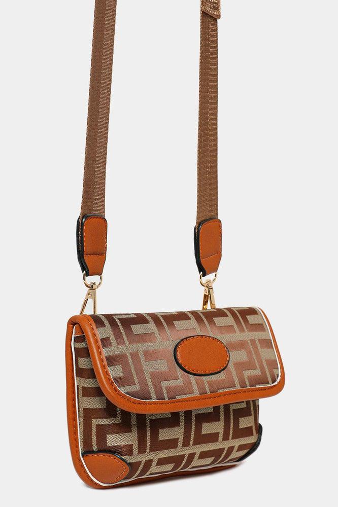Greek Key Print Multiwear Bumbag Shoulder Bag-SinglePrice