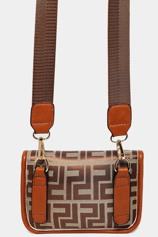 Greek Key Print Multiwear Bumbag Shoulder Bag-SinglePrice