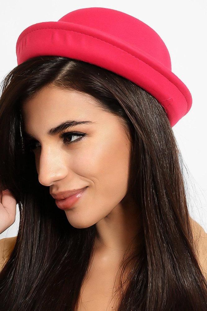 Pink Felt Bowler Hat-SinglePrice