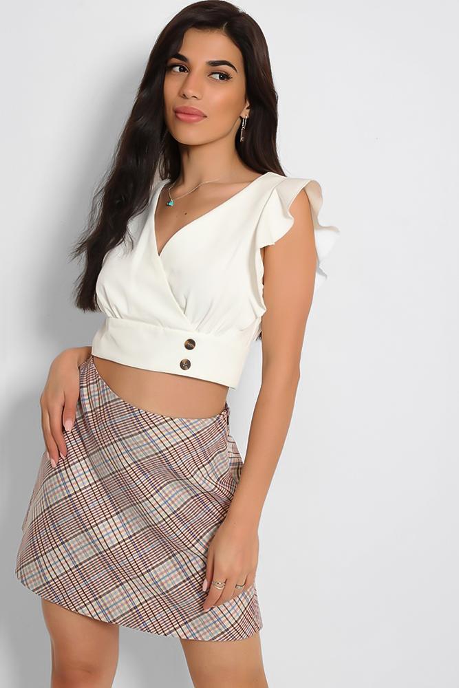 Brown Classic Plaid Trapeze Skirt-SinglePrice