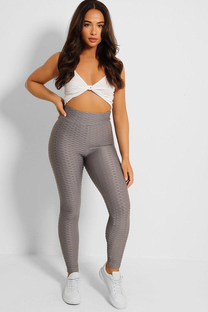 Grey Anti Cellulite Push Up Leggings-SinglePrice
