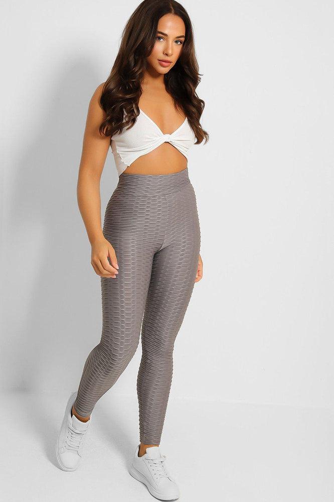 Grey Anti Cellulite Push Up Leggings-SinglePrice