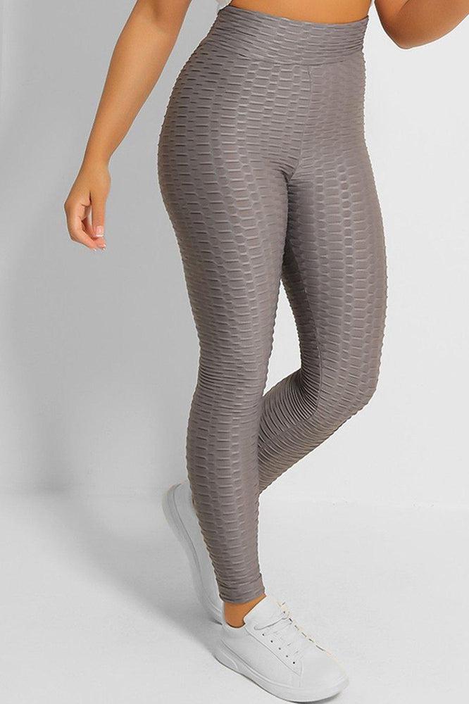 Grey Anti Cellulite Push Up Leggings-SinglePrice