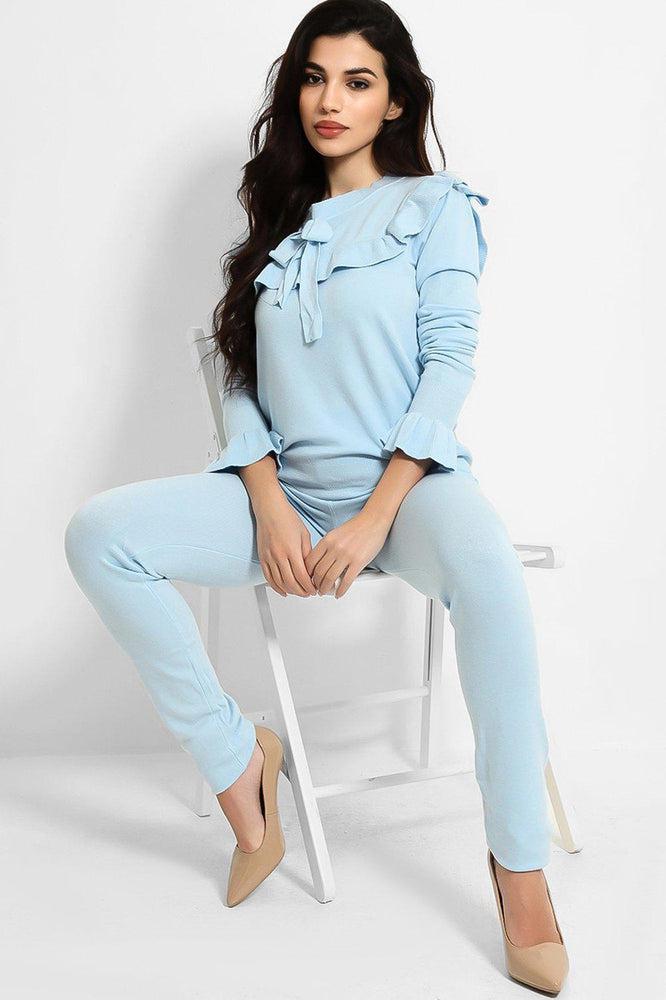 Frilled Neckline Bow Detail Set-SinglePrice