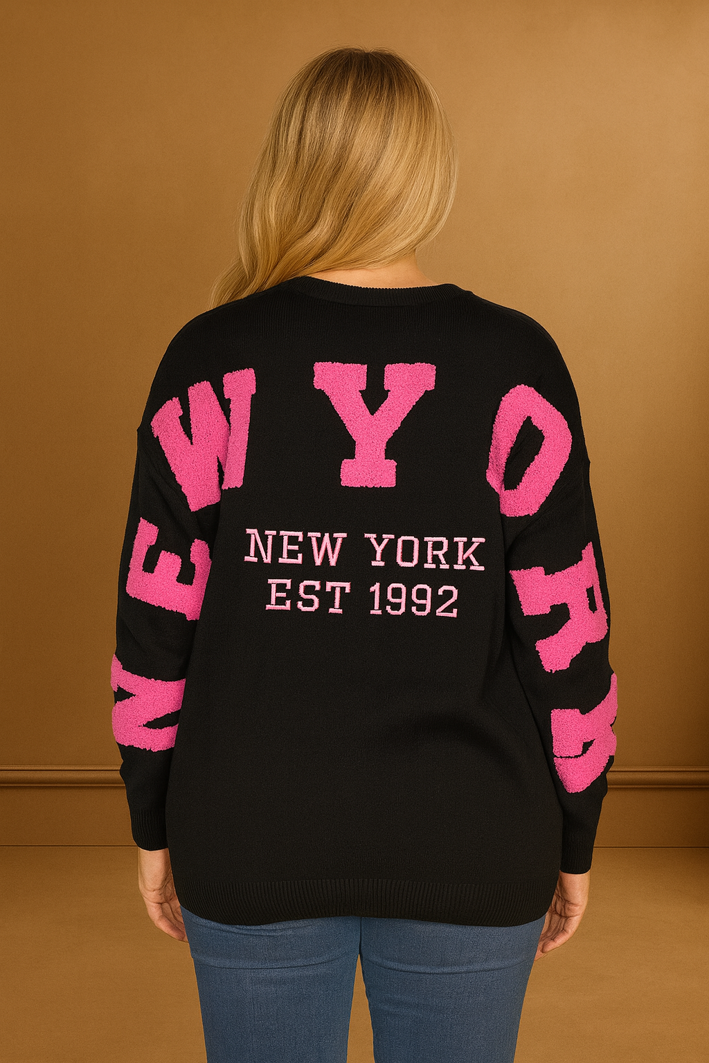 Patchwork Viscose Blend Soft Knit Pullover