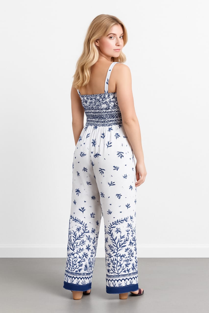 Wholesale Women's Strappy Wide Leg Printed Elegant Summer Jumpsuit (PACK OF 6)