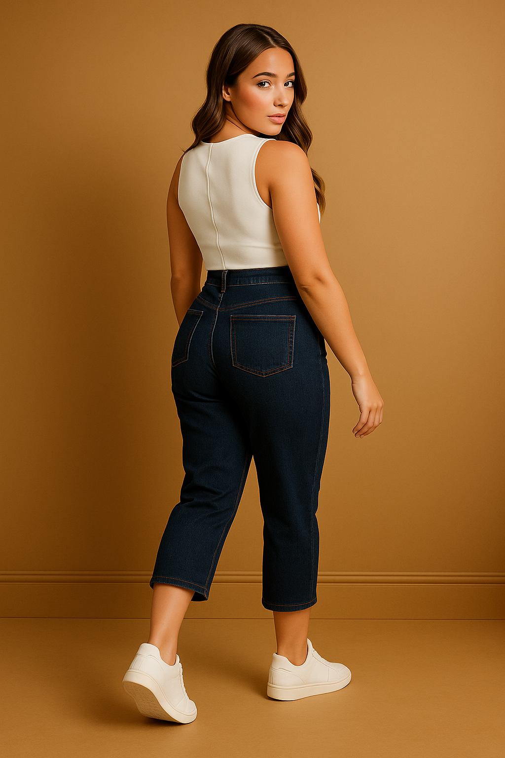 Navy High-Rise Crop Length Jeans
