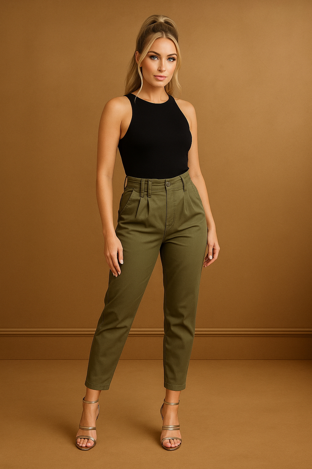Paper-Bag Waist Vintage Denim Jeans
