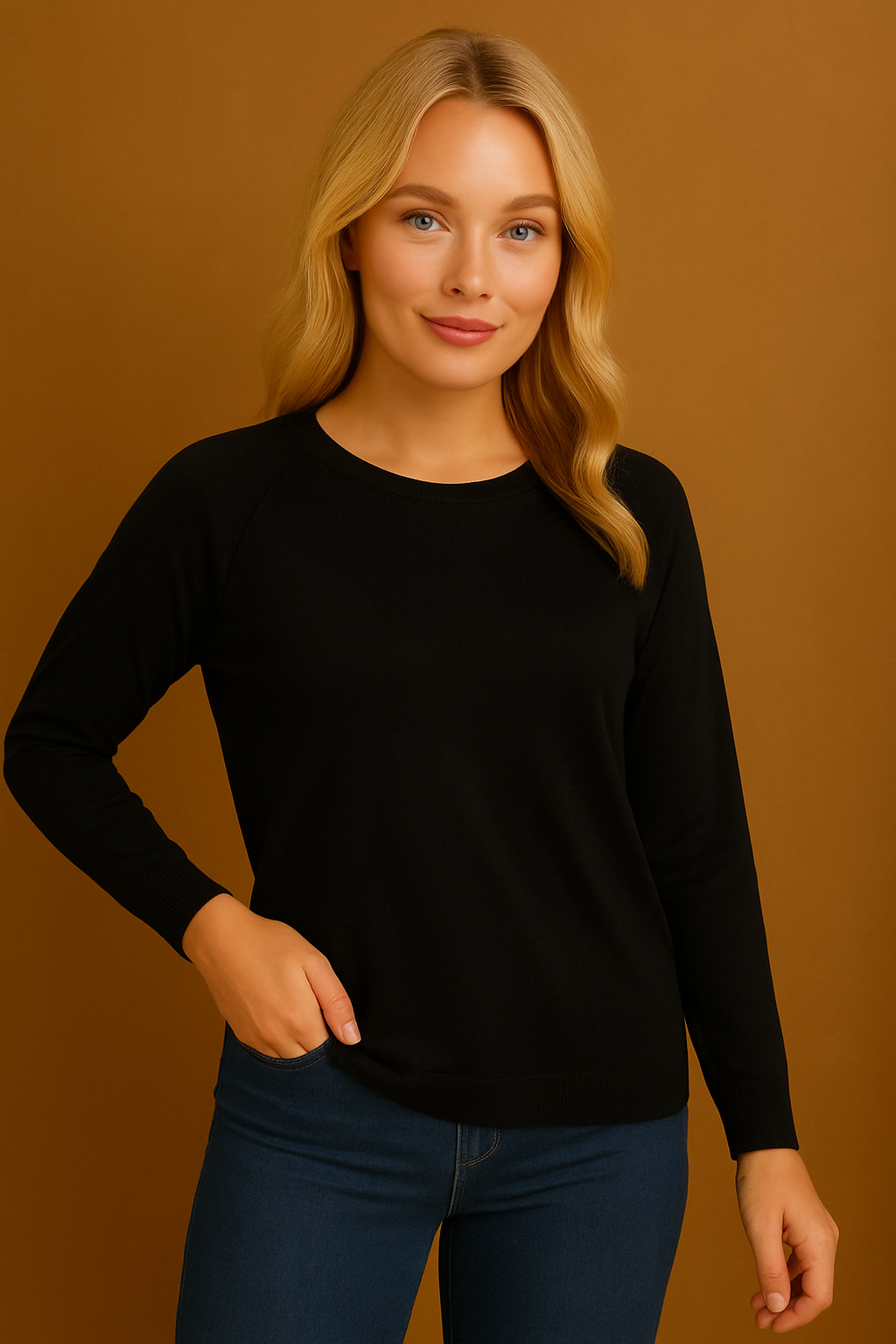 Scoop Neck Thin Knit Classic Pullover