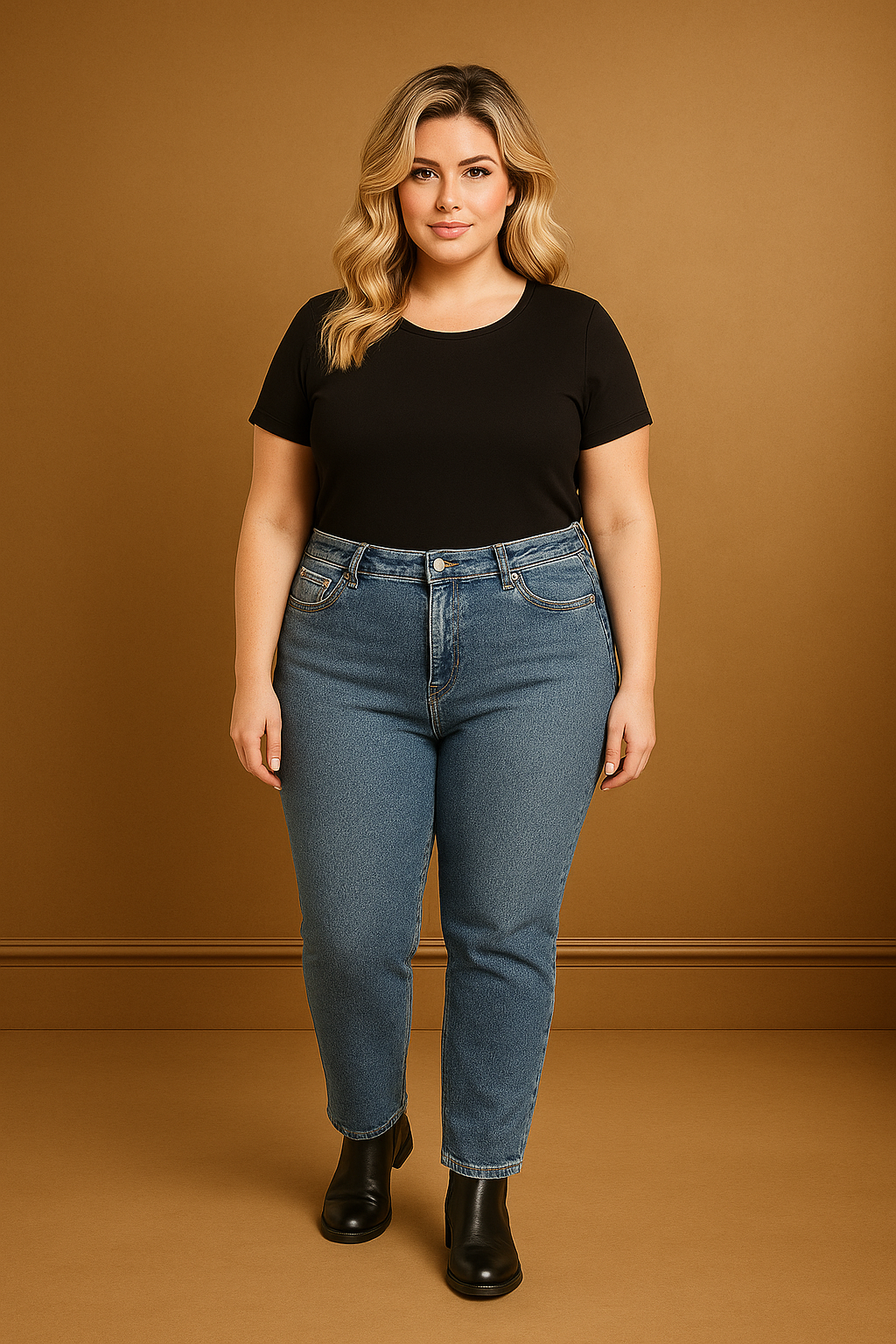 Light Blue Tapered Leg Denim Jeans