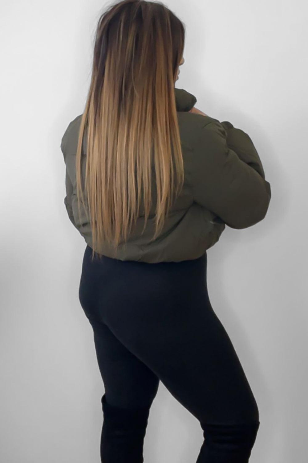 Cropped High Neck Puffer Jacket-SinglePrice