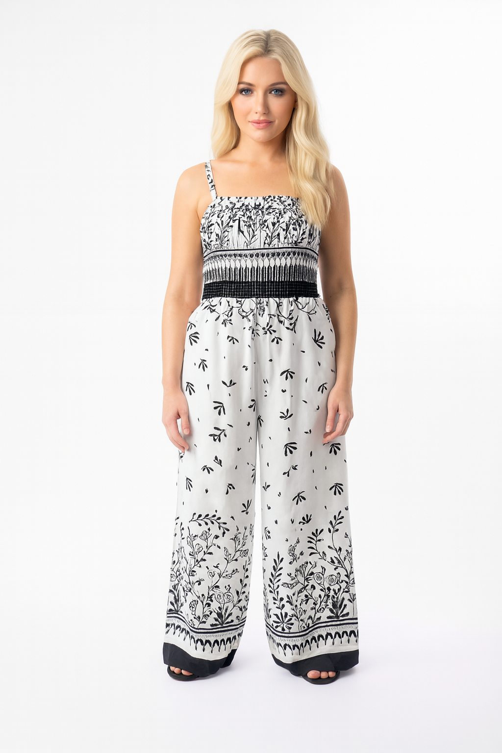 Wholesale Women's Strappy Wide Leg Printed Elegant Summer Jumpsuit (PACK OF 6)